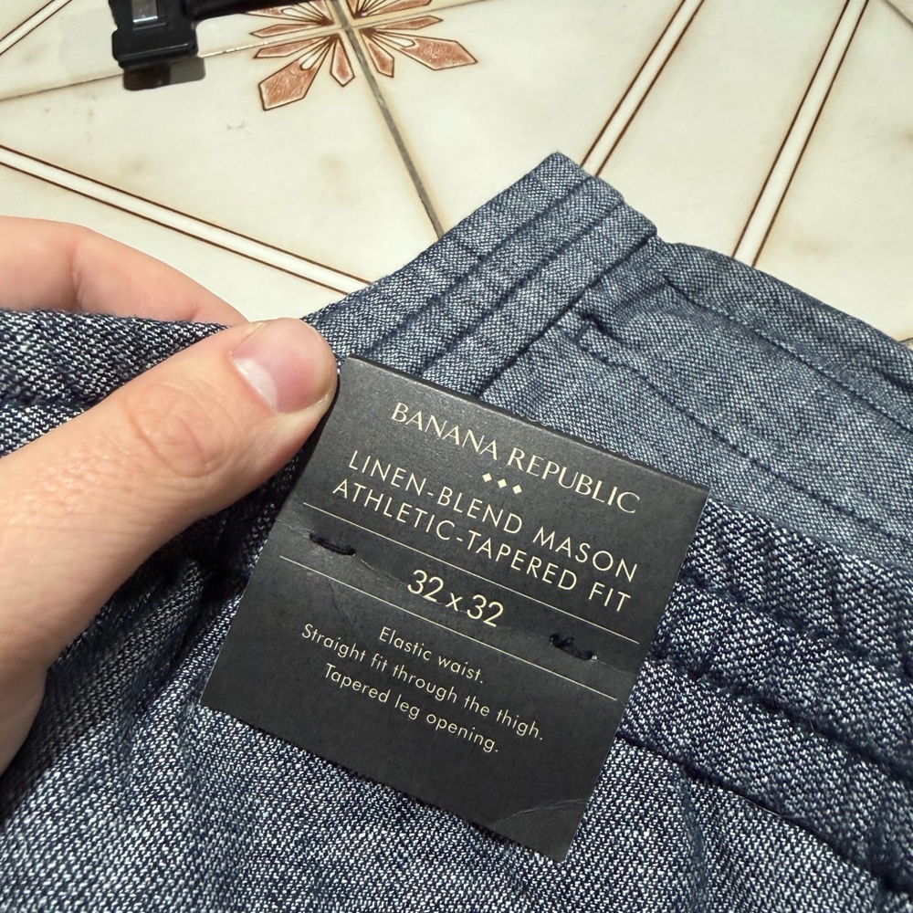 NWT Men’s BR Linen-Blend Mason Athletic-Tapered Fit Pants - Picture 7 of 9